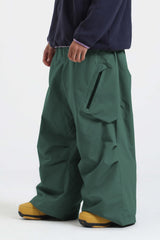 Men's Dark Green Lightweight Breathable Baggy Snow Pants