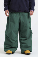 Men's Dark Green Lightweight Breathable Baggy Snow Pants