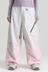 Women's Pink Lightweight Breathable Baggy Snow Pants