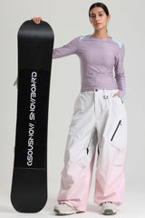 Women's Light Gray Lightweight Breathable Baggy Snow Pants
