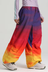 Women's Rainbow Lightweight Breathable Baggy Snow Pants