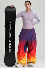 Women's  Ice Blue Lightweight Breathable Baggy Snow Pants