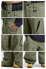 Women's Off White Lightweight Breathable Baggy Snow Pants