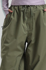 Women's Cow Print Baggy Drawstring Durable Snow Pants