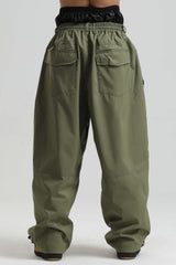 Men’s Black Baggy Drawstring Durable Snow Pants