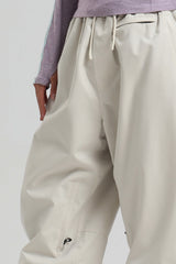Women's Off White Baggy Drawstring Durable Snow Pants