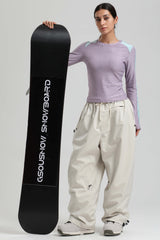 Women's Cow Print Baggy Drawstring Durable Snow Pants