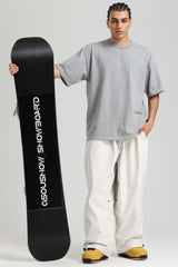 Men’s Cow Print Baggy Drawstring Durable Snow Pants