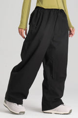 Women's Khaki Baggy Drawstring Durable Snow Pants