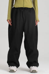 Women's Dark Gray Baggy Drawstring Durable Snow Pants