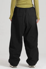 Women's Off White Baggy Drawstring Durable Snow Pants