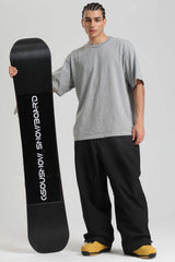 Men’s Black Baggy Drawstring Durable Snow Pants