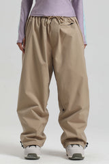 Women's Coffee Baggy Drawstring Durable Snow Pants