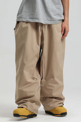 Men’s Ice Blue Baggy Drawstring Durable Snow Pants