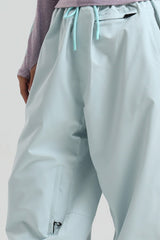 Women's Off White Baggy Drawstring Durable Snow Pants