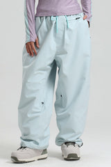 Women's Army Green Baggy Drawstring Durable Snow Pants