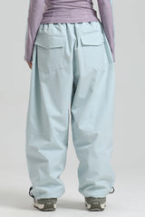 Women's Army Green Baggy Drawstring Durable Snow Pants