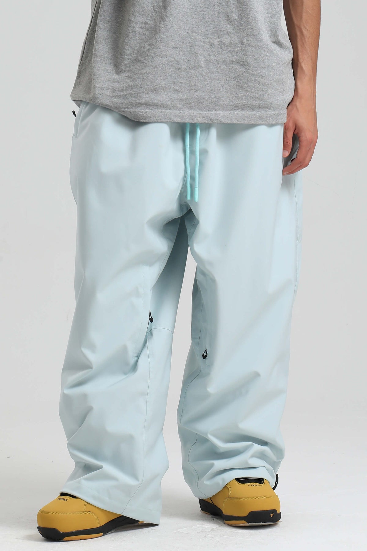 Men’s Ice Blue Baggy Drawstring Durable Snow Pants