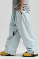 Men’s Cow Print Baggy Drawstring Durable Snow Pants