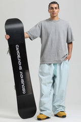 Men’s Ice Blue Baggy Drawstring Durable Snow Pants