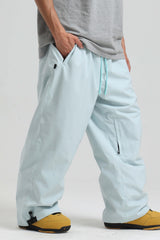 Men’s Dark Gray Baggy Drawstring Durable Snow Pants
