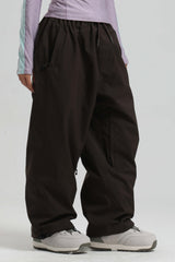 Women's Ice Blue Baggy Drawstring Durable Snow Pants
