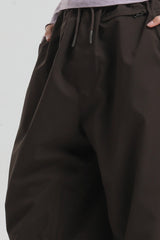 Women's Coffee Baggy Drawstring Durable Snow Pants