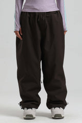 Women's Coffee Baggy Drawstring Durable Snow Pants