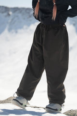 Women's Coffee Baggy Drawstring Durable Snow Pants