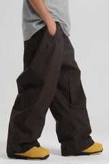 Men’s Cow Print Baggy Drawstring Durable Snow Pants