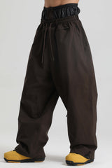 Men’s Coffee Baggy Drawstring Durable Snow Pants