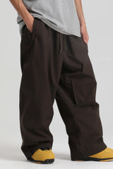 Men’s Cow Print Baggy Drawstring Durable Snow Pants