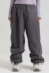 Women's Army Green Baggy Drawstring Durable Snow Pants