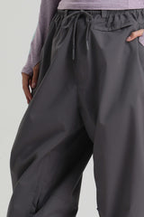 Women's Dark Gray Baggy Drawstring Durable Snow Pants