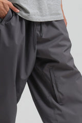 Men’s Black Baggy Drawstring Durable Snow Pants