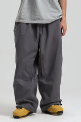 Men’s Dark Gray Baggy Drawstring Durable Snow Pants