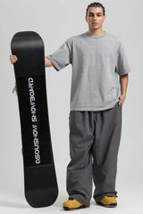 Men’s Dark Gray Baggy Drawstring Durable Snow Pants