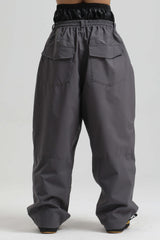 Men’s Cow Print Baggy Drawstring Durable Snow Pants