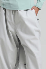 Women's Khaki Baggy Drawstring Durable Snow Pants