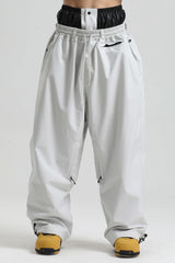 Men’s Dark Gray Baggy Drawstring Durable Snow Pants