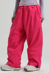 Women's Coffee Baggy Drawstring Durable Snow Pants
