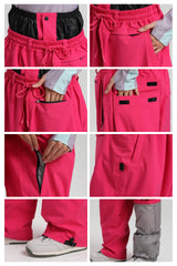 Men’s Khaki Baggy Drawstring Durable Snow Pants