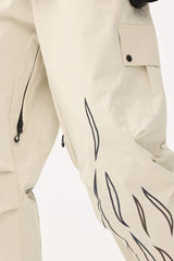 Women's Coffee Reflective Flame Baggy Utility Snow Pants