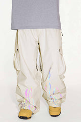 Women's Off White Reflective Flame Baggy Utility Snow Pants