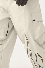 Men's Black Reflective Flame Baggy Utility Snow Pants