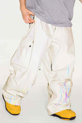 Men's Khaki Reflective Flame Baggy Utility Snow Pants