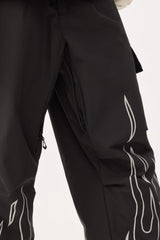 Women's Off White Reflective Flame Baggy Utility Snow Pants