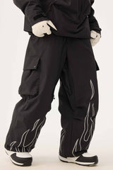 Women's Off White Reflective Flame Baggy Utility Snow Pants