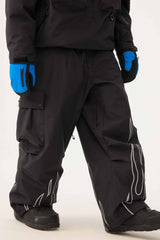 Men's Khaki Reflective Flame Baggy Utility Snow Pants