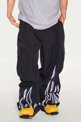 Men's Khaki Reflective Flame Baggy Utility Snow Pants
